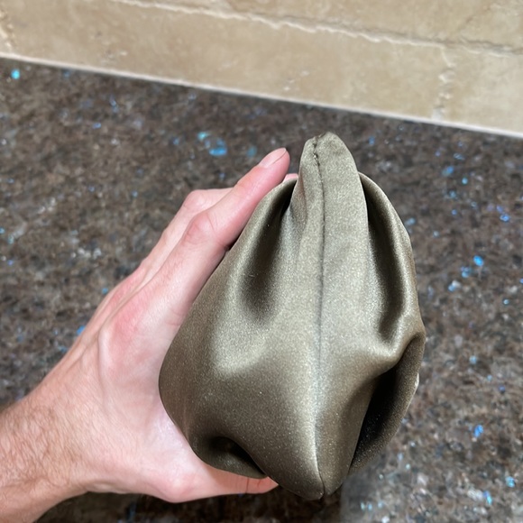 Anthropologie Pura Lopez olive satin evening clutch
